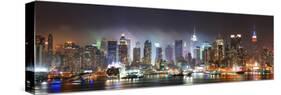 New York City Manhattan Skyline Panorama at Night over Hudson River with Refelctions Viewed from Ne-Songquan Deng-Stretched Canvas