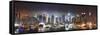 New York City Manhattan Skyline Panorama at Night over Hudson River with Refelctions Viewed from Ne-Songquan Deng-Framed Stretched Canvas