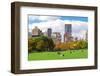 New York City Manhattan Skyline Panorama Viewed from Central Park with Cloud and Blue Sky and Peopl-Songquan Deng-Framed Photographic Print