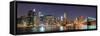 New York City Manhattan Skyline Panorama with Brooklyn Bridge and Office Skyscrapers Building in At-Songquan Deng-Framed Stretched Canvas