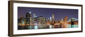 New York City Manhattan Skyline Panorama with Brooklyn Bridge and Office Skyscrapers Building in At-Songquan Deng-Framed Photographic Print