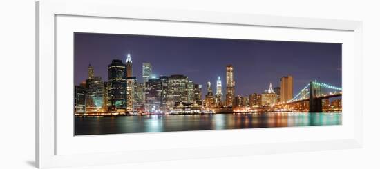 New York City Manhattan Skyline Panorama with Brooklyn Bridge and Office Skyscrapers Building in At-Songquan Deng-Framed Photographic Print