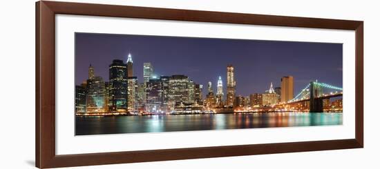 New York City Manhattan Skyline Panorama with Brooklyn Bridge and Office Skyscrapers Building in At-Songquan Deng-Framed Photographic Print