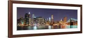 New York City Manhattan Skyline Panorama with Brooklyn Bridge and Office Skyscrapers Building in At-Songquan Deng-Framed Photographic Print