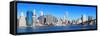 New York City Manhattan Skyline Panorama with Brooklyn Bridge and Skyscrapers over Hudson River in-Songquan Deng-Framed Stretched Canvas