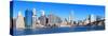 New York City Manhattan Skyline Panorama with Brooklyn Bridge and Skyscrapers over Hudson River in-Songquan Deng-Stretched Canvas