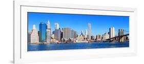 New York City Manhattan Skyline Panorama with Brooklyn Bridge and Skyscrapers over Hudson River in-Songquan Deng-Framed Photographic Print