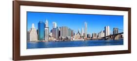 New York City Manhattan Skyline Panorama with Brooklyn Bridge and Skyscrapers over Hudson River in-Songquan Deng-Framed Photographic Print