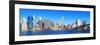 New York City Manhattan Skyline Panorama with Brooklyn Bridge and Skyscrapers over Hudson River in-Songquan Deng-Framed Photographic Print