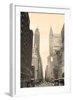 New York City Manhattan Street View with Chrysler Building Skyscrapers and Busy Traffic Black and W-Songquan Deng-Framed Photographic Print