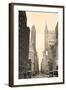 New York City Manhattan Street View with Chrysler Building Skyscrapers and Busy Traffic Black and W-Songquan Deng-Framed Photographic Print