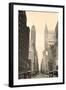 New York City Manhattan Street View with Chrysler Building Skyscrapers and Busy Traffic Black and W-Songquan Deng-Framed Photographic Print
