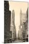 New York City Manhattan Street View with Chrysler Building Skyscrapers and Busy Traffic Black and W-Songquan Deng-Mounted Photographic Print