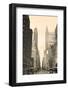 New York City Manhattan Street View with Chrysler Building Skyscrapers and Busy Traffic Black and W-Songquan Deng-Framed Photographic Print