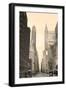 New York City Manhattan Street View with Chrysler Building Skyscrapers and Busy Traffic Black and W-Songquan Deng-Framed Photographic Print