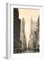 New York City Manhattan Street View with Chrysler Building Skyscrapers and Busy Traffic Black and W-Songquan Deng-Framed Photographic Print