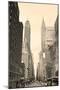 New York City Manhattan Street View with Chrysler Building Skyscrapers and Busy Traffic Black and W-Songquan Deng-Mounted Photographic Print