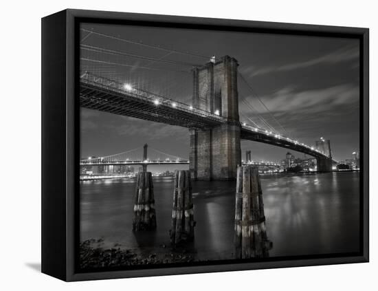 New York City, Manhattan, the Brooklyn and Manhattan Bridges Spanning the East River, USA-Gavin Hellier-Framed Stretched Canvas