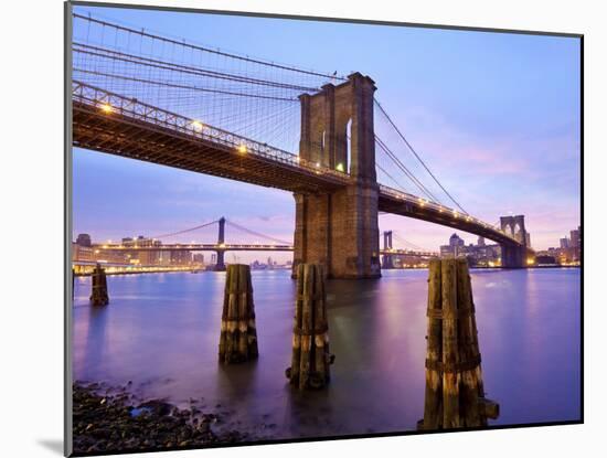 New York City, Manhattan, the Brooklyn and Manhattan Bridges Spanning the East River, USA-Gavin Hellier-Mounted Photographic Print