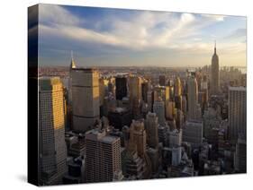 New York City, Manhattan, View of Downtown and Empire State Building from Rockerfeller Centre, USA-Gavin Hellier-Stretched Canvas