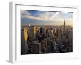 New York City, Manhattan, View of Downtown and Empire State Building from Rockerfeller Centre, USA-Gavin Hellier-Framed Photographic Print