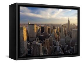 New York City, Manhattan, View of Downtown and Empire State Building from Rockerfeller Centre, USA-Gavin Hellier-Framed Stretched Canvas