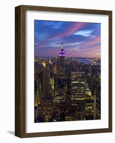 New York City, Manhattan, View Towards Downtown; Empire State Building from Rockerfeller Centre, US-Gavin Hellier-Framed Photographic Print