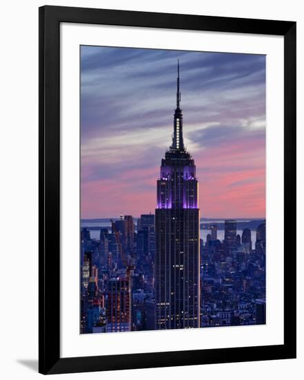 New York City, Manhattan, View Towards Downtown; Empire State Building from Rockerfeller Centre, US-Gavin Hellier-Framed Photographic Print