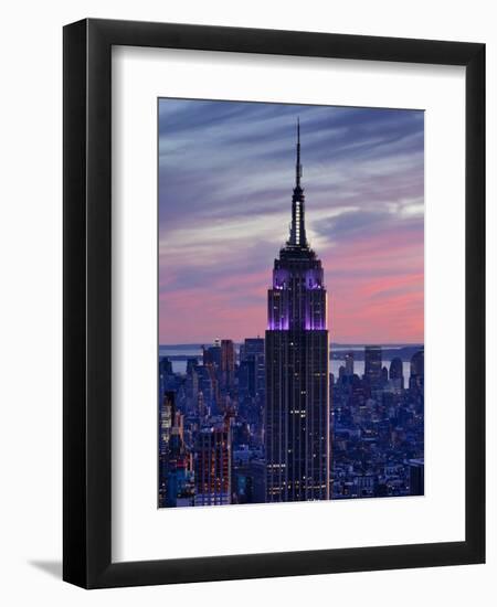 New York City, Manhattan, View Towards Downtown; Empire State Building from Rockerfeller Centre, US-Gavin Hellier-Framed Premium Photographic Print