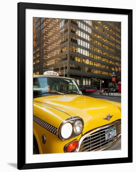 New York City, Manhattan, Yellow Nyc Checker Taxi in the Downtown Financial District of Manhattan, -Gavin Hellier-Framed Photographic Print