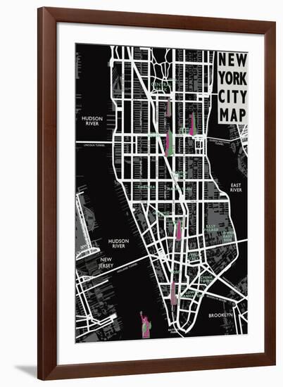 New York City Map-Tom Frazier-Framed Giclee Print