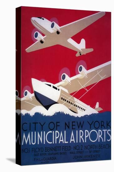 New York City Municipal Airport Vintage Poster - New York, NY-Lantern Press-Stretched Canvas