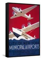 New York City Municipal Airport Vintage Poster - New York, NY-Lantern Press-Framed Stretched Canvas