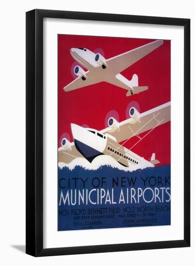 New York City Municipal Airport Vintage Poster - New York, NY-Lantern Press-Framed Art Print