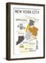 New York City, New York and Icons-Lantern Press-Framed Art Print