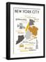 New York City, New York and Icons-Lantern Press-Framed Art Print