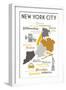 New York City, New York and Icons-Lantern Press-Framed Art Print