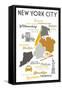 New York City, New York and Icons-Lantern Press-Framed Stretched Canvas