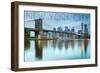 New York City, New York - Blue Skyline and Bridge-Lantern Press-Framed Art Print