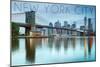 New York City, New York - Blue Skyline and Bridge-Lantern Press-Mounted Art Print
