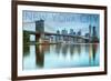 New York City, New York - Blue Skyline and Bridge-Lantern Press-Framed Art Print