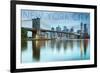 New York City, New York - Blue Skyline and Bridge-Lantern Press-Framed Art Print