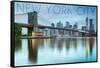 New York City, New York - Blue Skyline and Bridge-Lantern Press-Framed Stretched Canvas