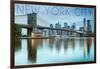 New York City, New York - Blue Skyline and Bridge-Lantern Press-Framed Art Print