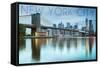 New York City, New York - Blue Skyline and Bridge-Lantern Press-Framed Stretched Canvas