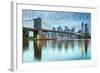 New York City, New York - Blue Skyline and Bridge-Lantern Press-Framed Art Print