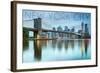 New York City, New York - Blue Skyline and Bridge-Lantern Press-Framed Art Print