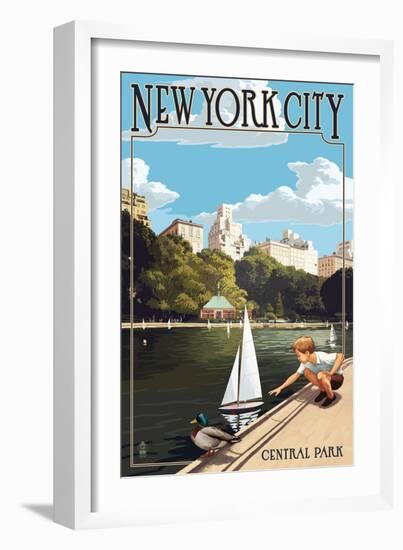 New York City, New York - Central Park-Lantern Press-Framed Art Print