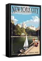 New York City, New York - Central Park-Lantern Press-Framed Stretched Canvas