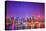 New York City, New York - Colorful Skyline Lights-Lantern Press-Stretched Canvas